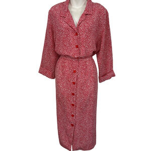 Pellini Von Bramlett Vintage USA Made Red Shirt Style Print Dress sz 11 / 12